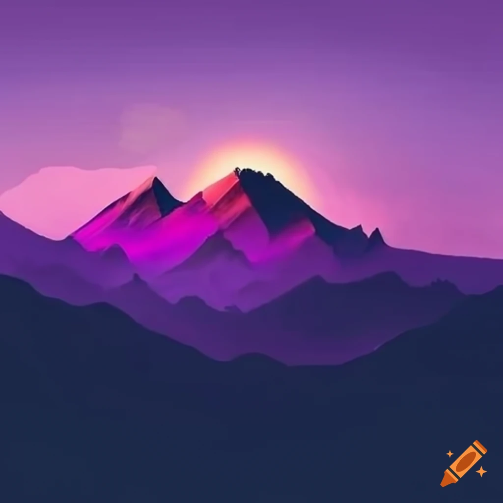 Enchanting landscape of dramatic purple mountains on craiyon