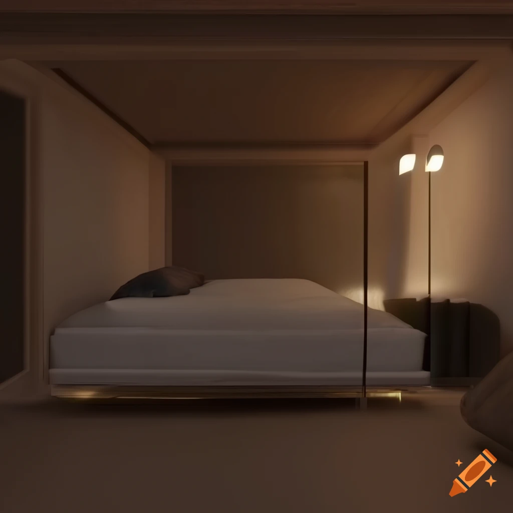 Hyper realistic 3d render of a liminal space hotel room on Craiyon