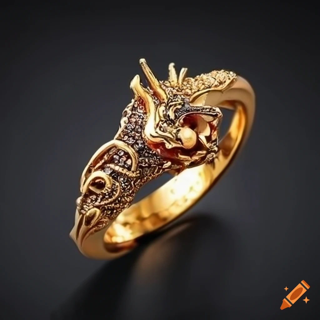 Gold dragon ring with ruby eyes on Craiyon