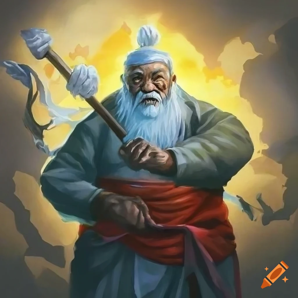 illustration of a wise old man in ancient Chinese attire