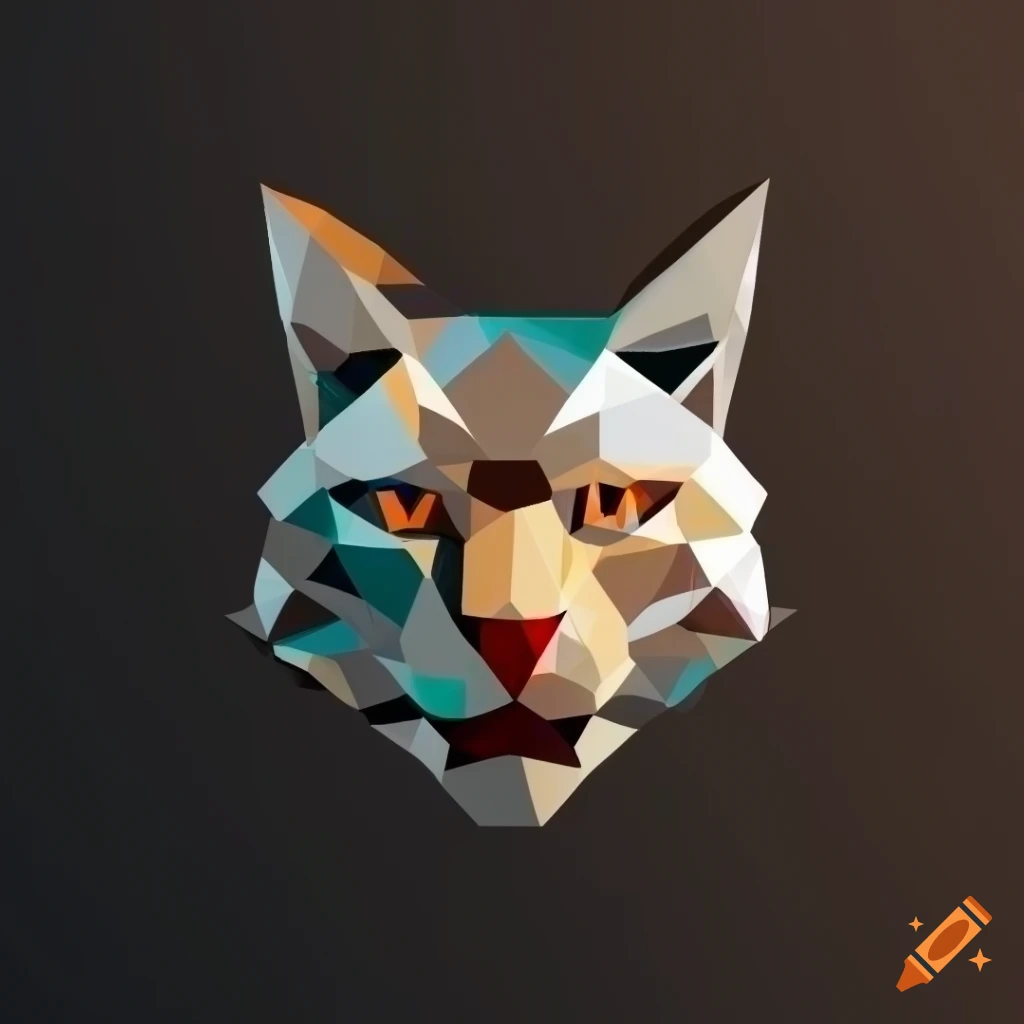 low poly logo of a wildcat
