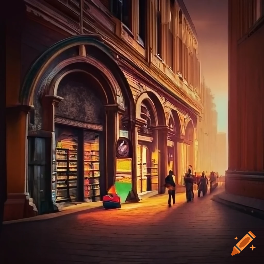 surreal bookshop made of interconnected novels