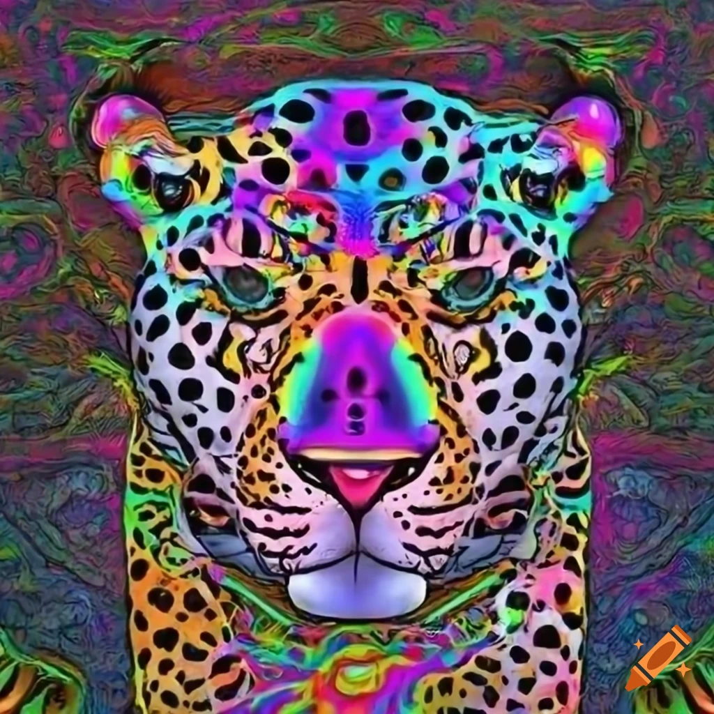 Abstract image of a jaguar with psychedelic patterns