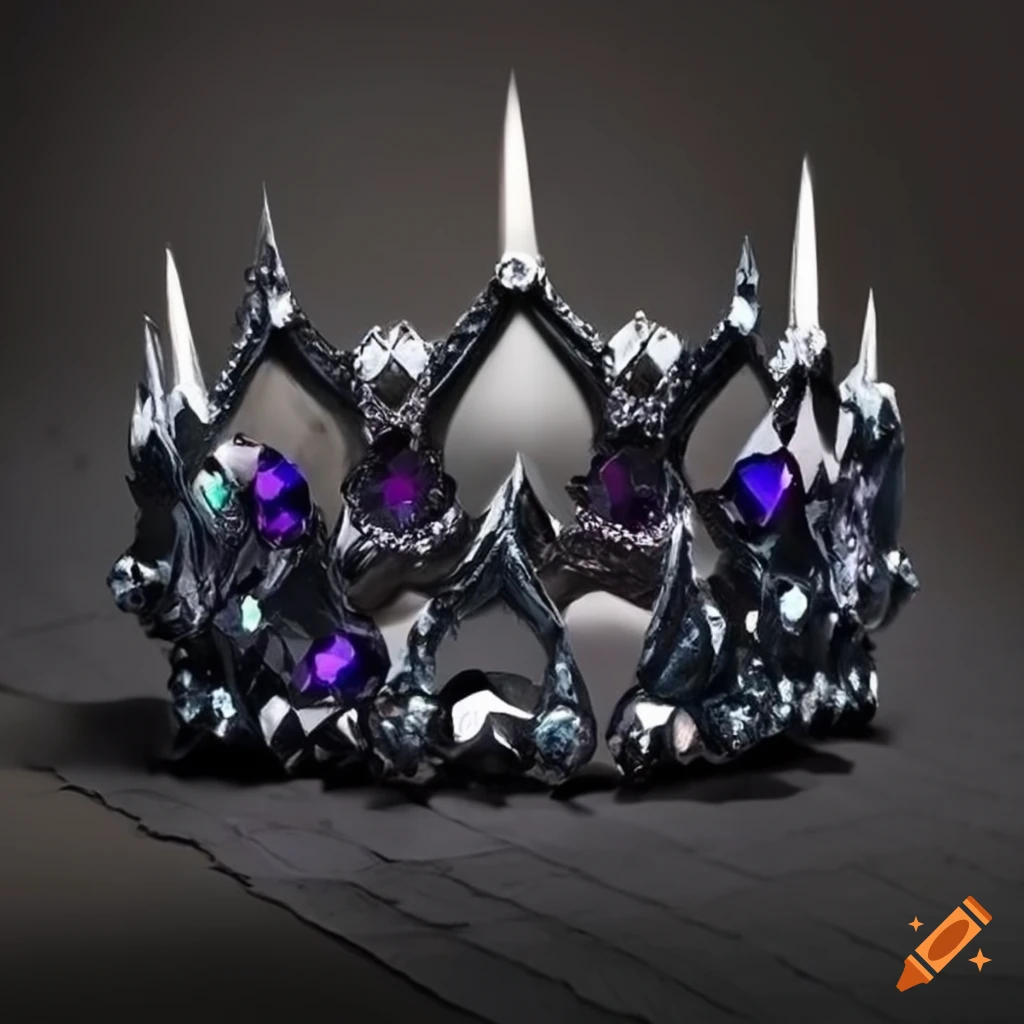 ornate black crown with gemstones and spikes
