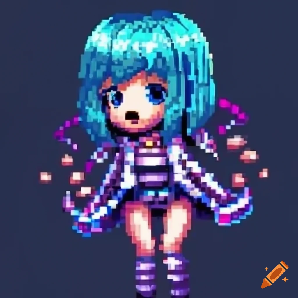 Pixel art of signal anime girl on Craiyon