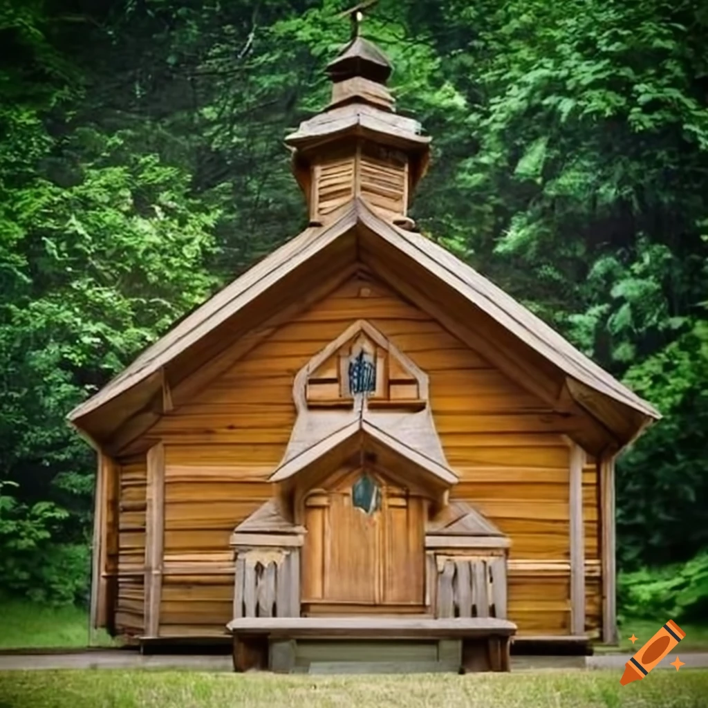 Image of a small wooden chapel on Craiyon