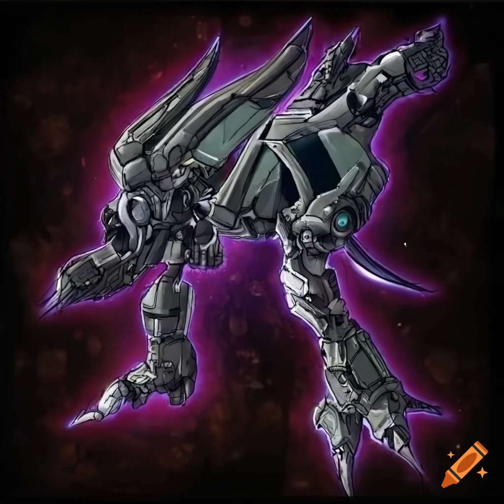 Futuristic mechanical entity artwork in yu-gi-oh style