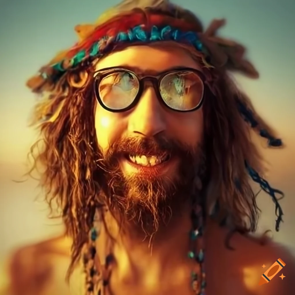 happy man with bohemian style