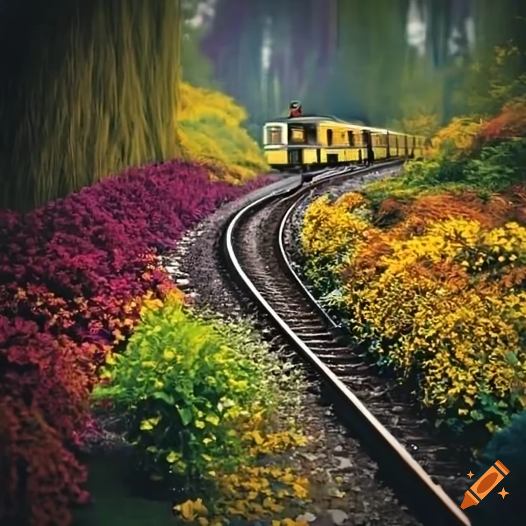 railway surrounded by flowers
