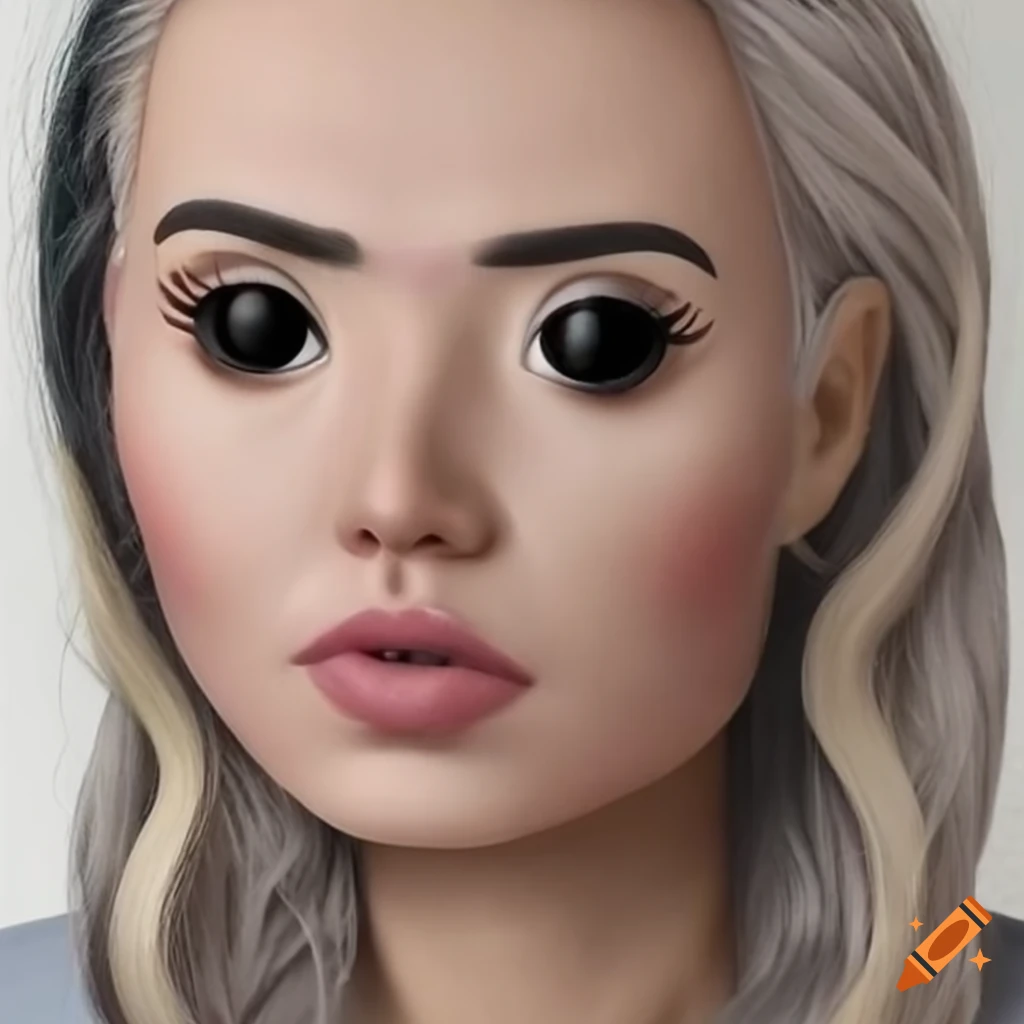 Realistic portrait of a woman transformed into a funko pop figurine on