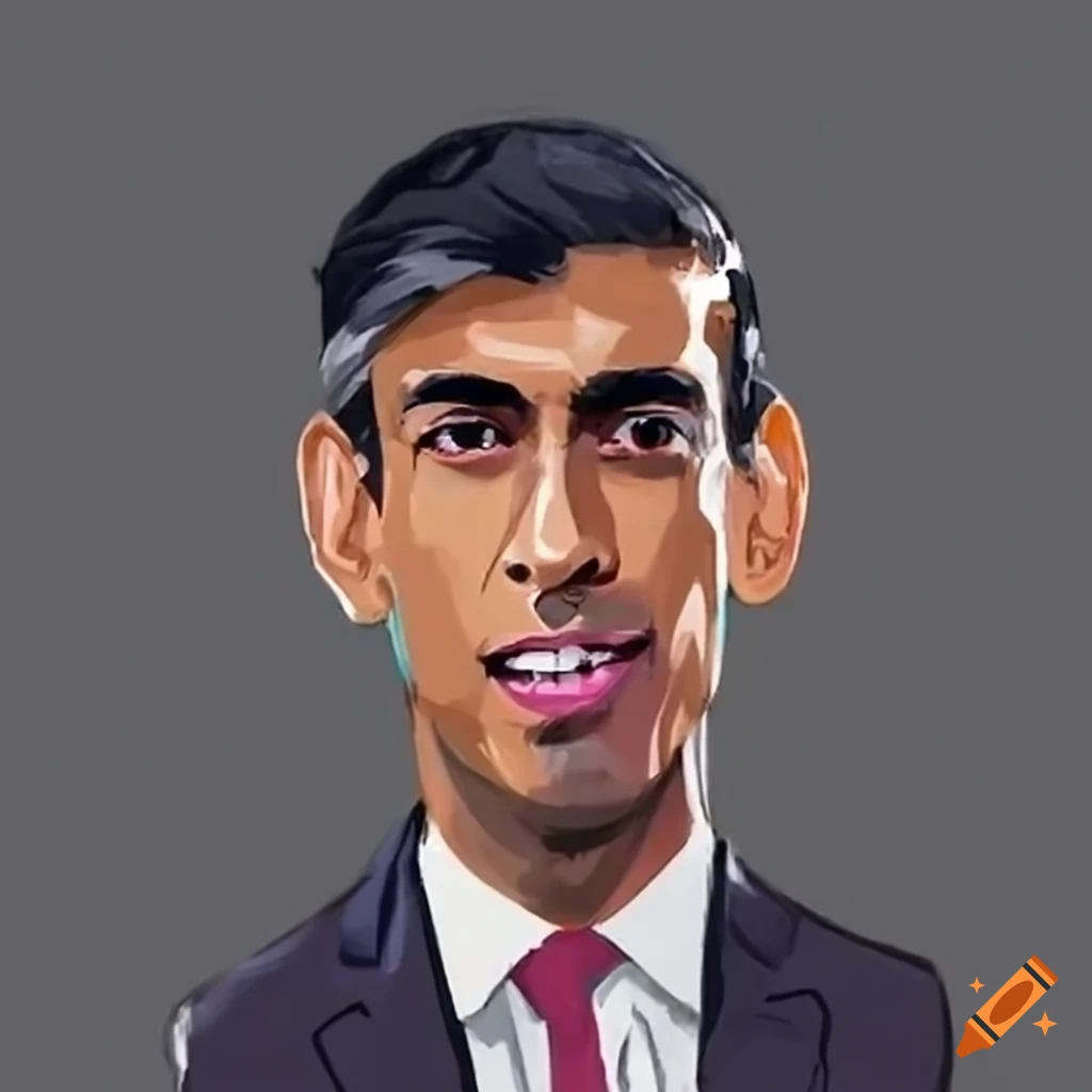 Satirical drawing of rishi sunak in south park style on Craiyon