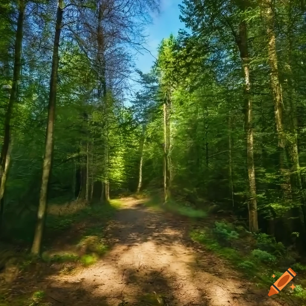 beautiful forest landscape with mountain biking track