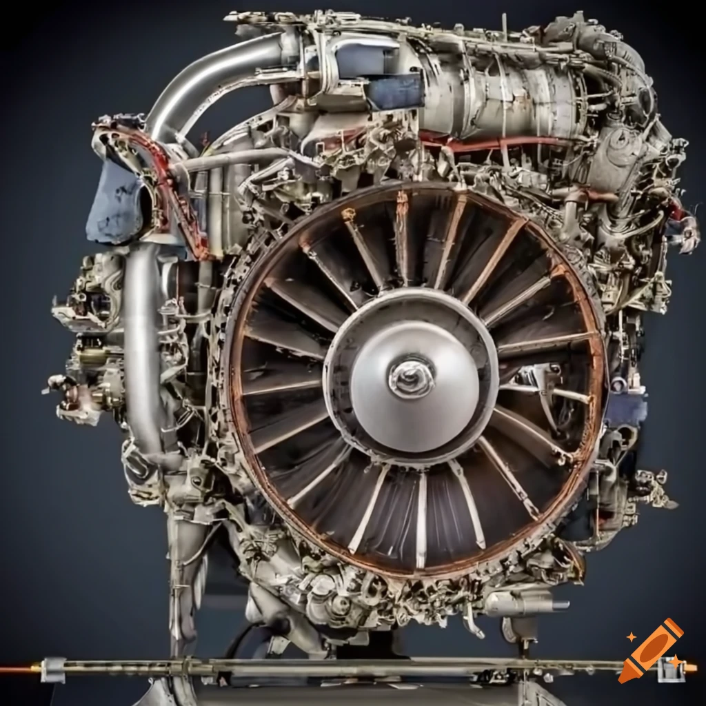 Detailed scan of an aircraft engine part on Craiyon