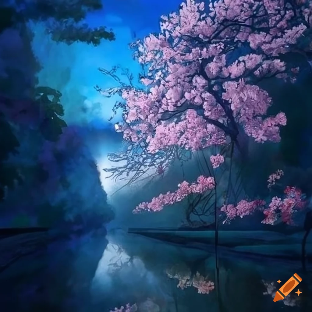 intricately detailed drawing of cherry blossom