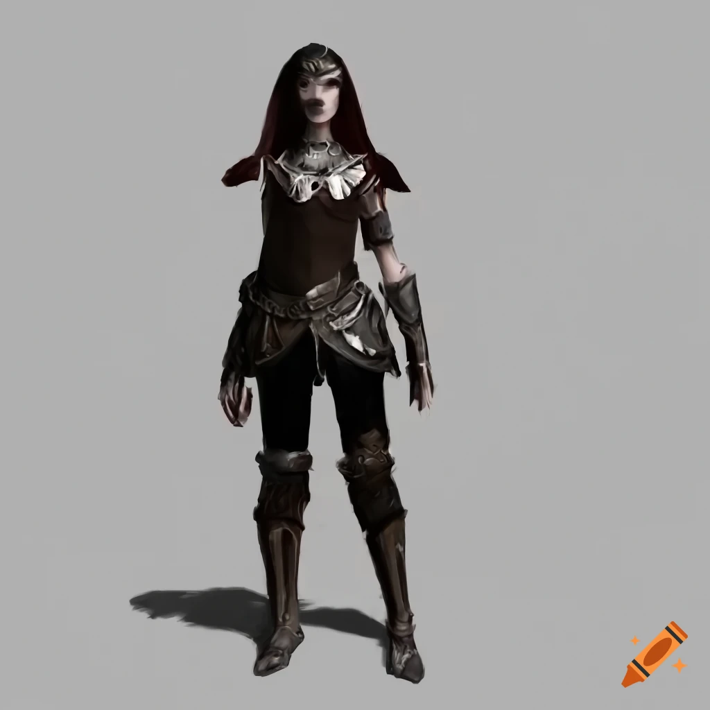 photorealistic young goth witch in protective armor