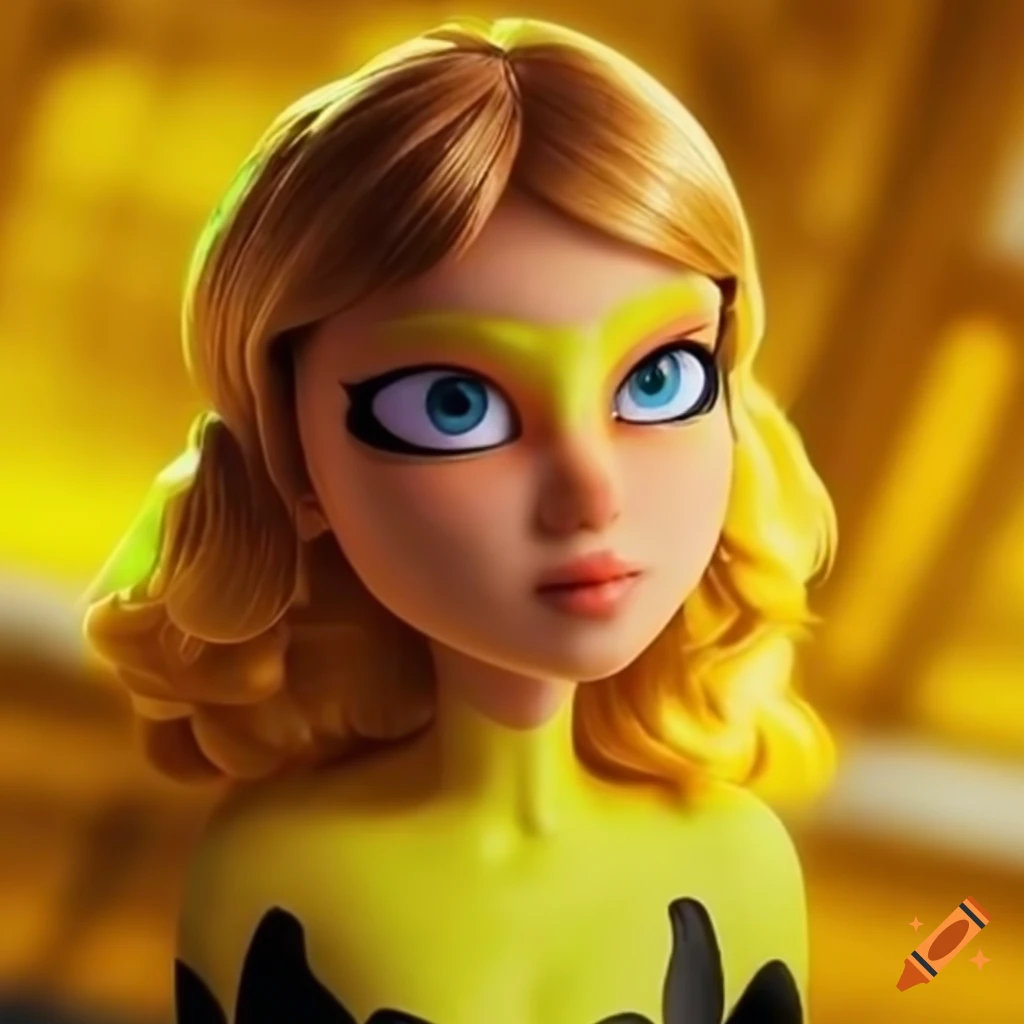 A yellow-themed superhero in miraculous style