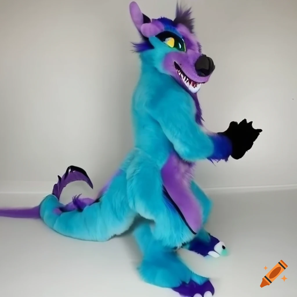 light blue dragon anthro fursuit