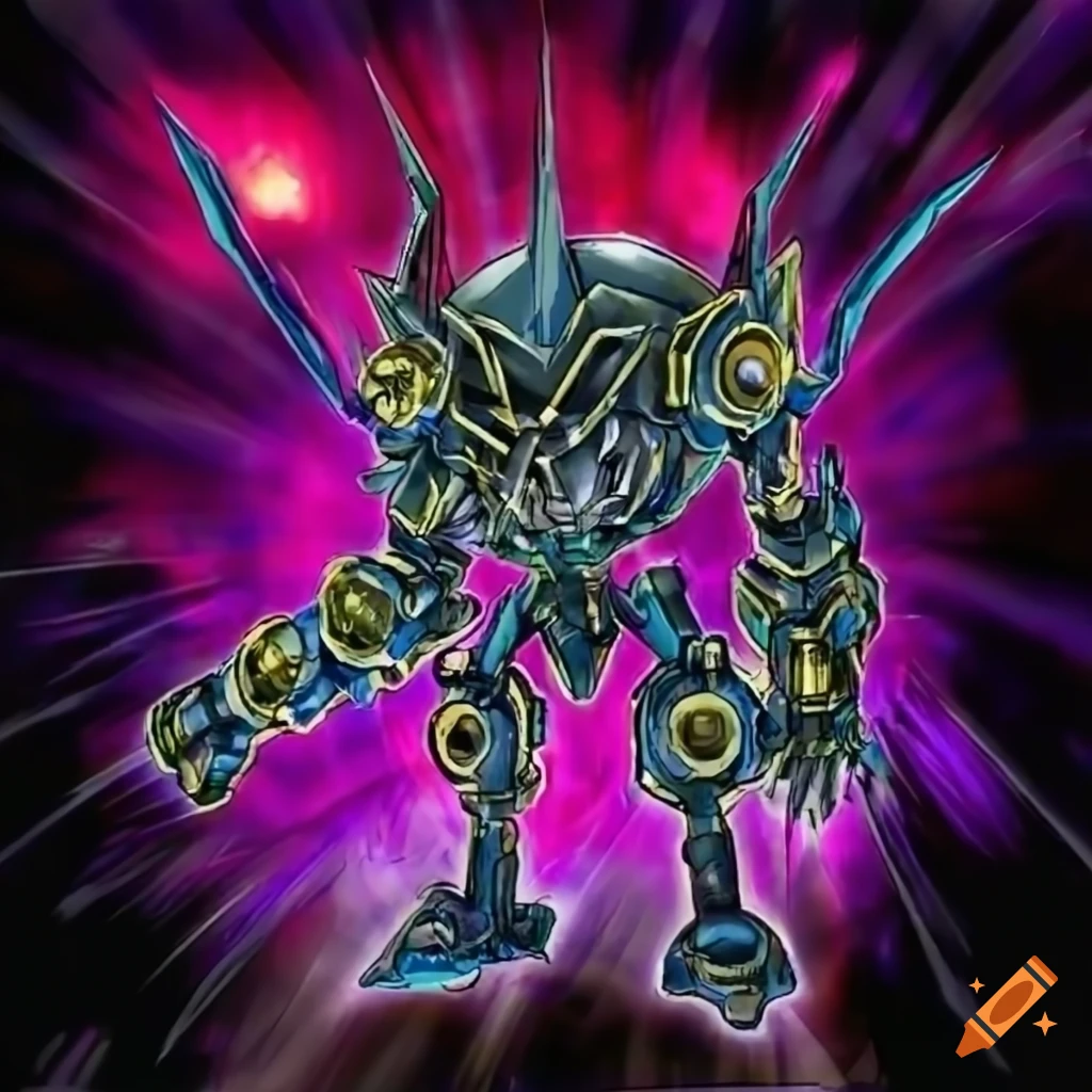 Futuristic mechanical entity artwork in yu gi oh style on craiyon