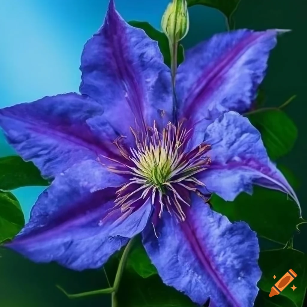 detailed drawing of a double clematis on a white background