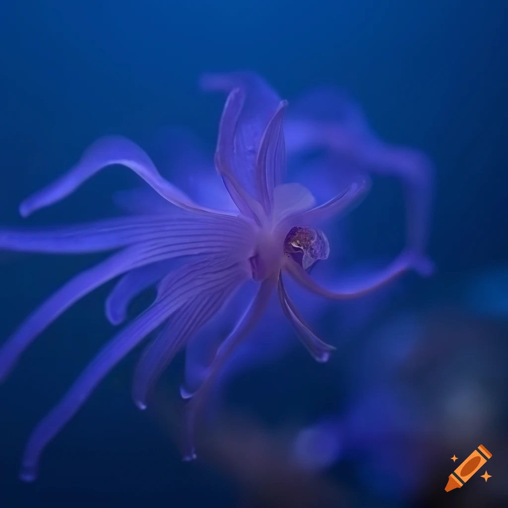 translucent spiky orchid sea creature under the sea