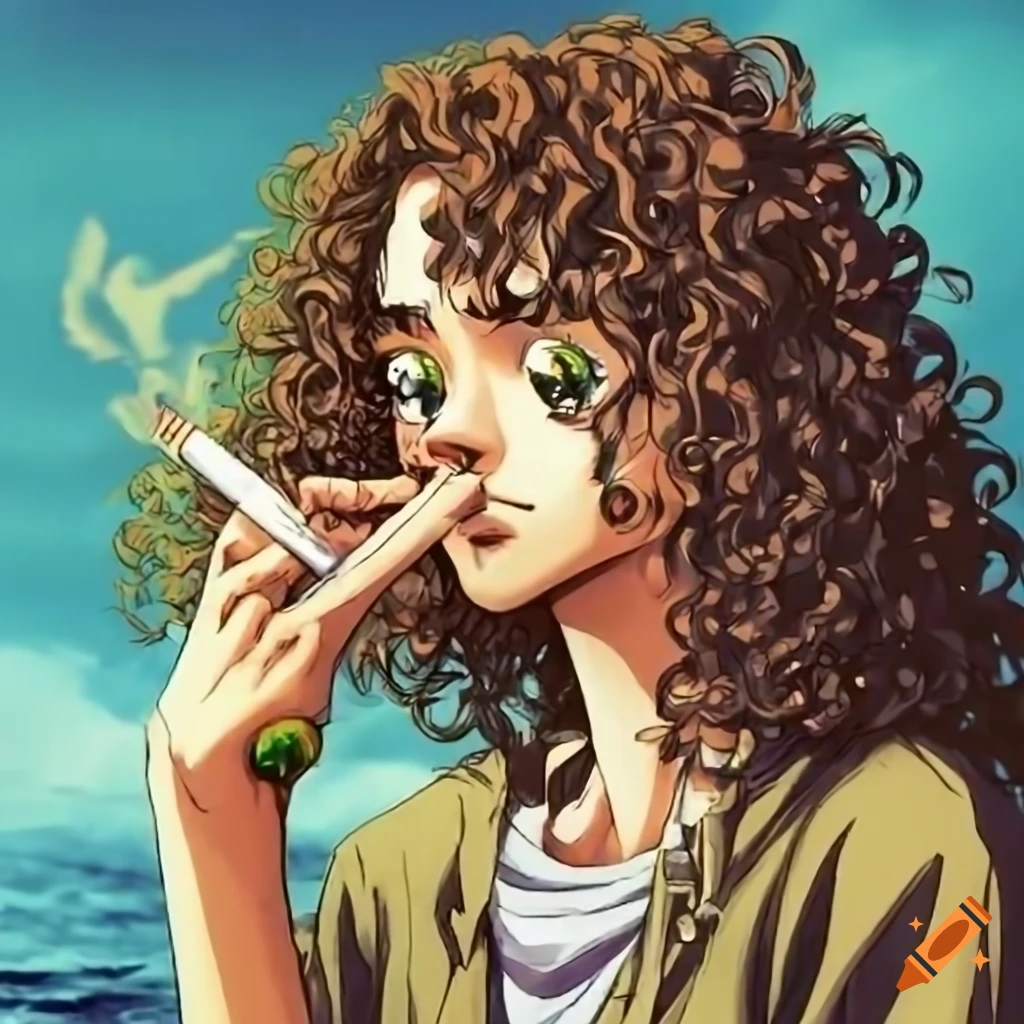 portrait of a young man with long curly hair