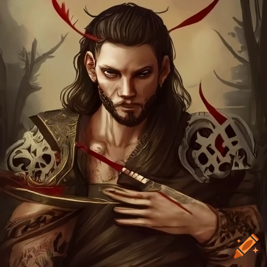  Illustration of a warrior with a dagger