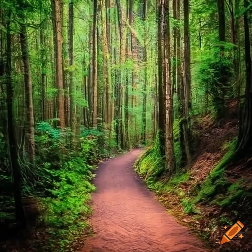 un chemin de VTT à travers une forêt luxuriante