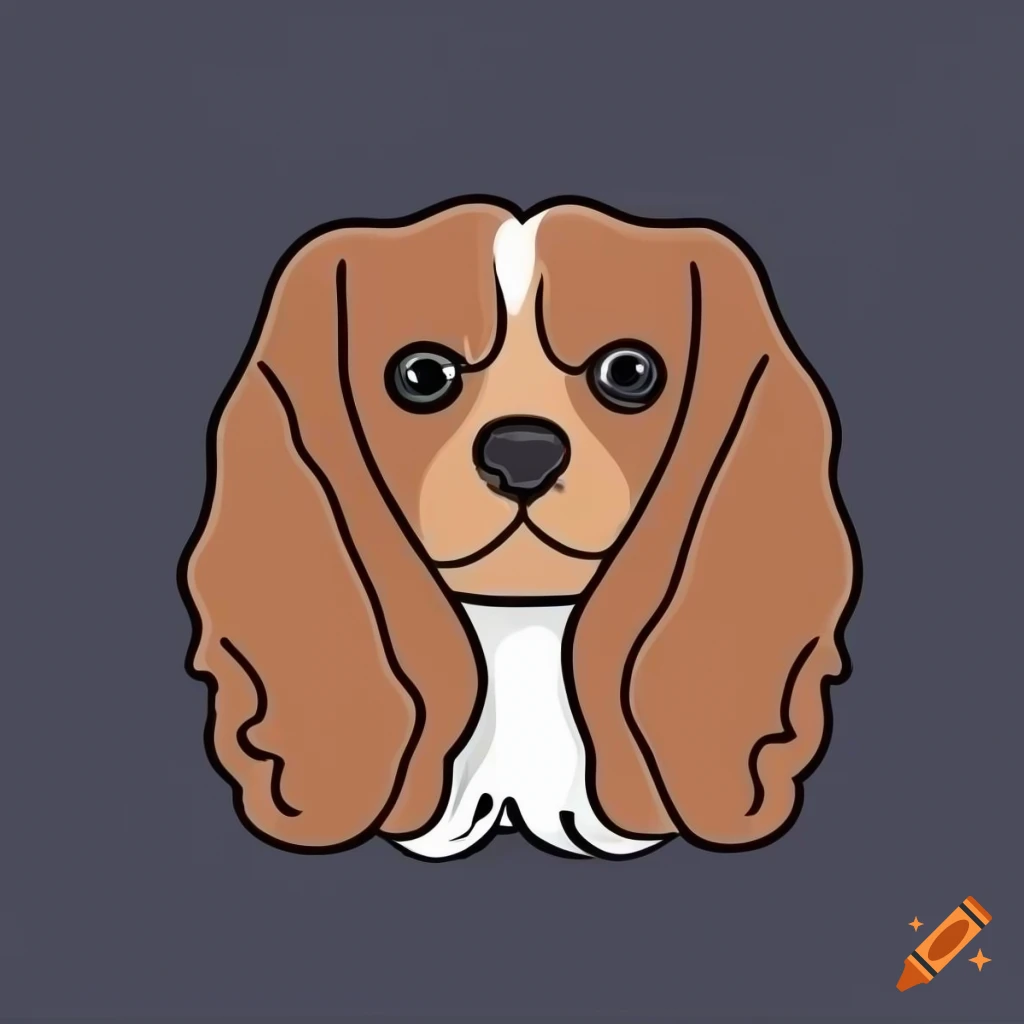 Icon illustration of a cavalier king charles spaniel dog on craiyon