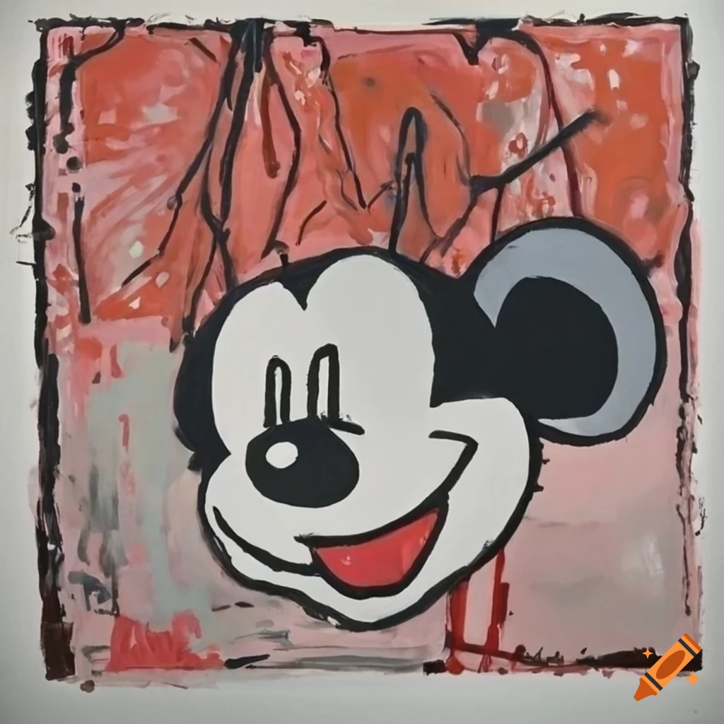 Modern pop art of mickey mouse on colorful background on Craiyon
