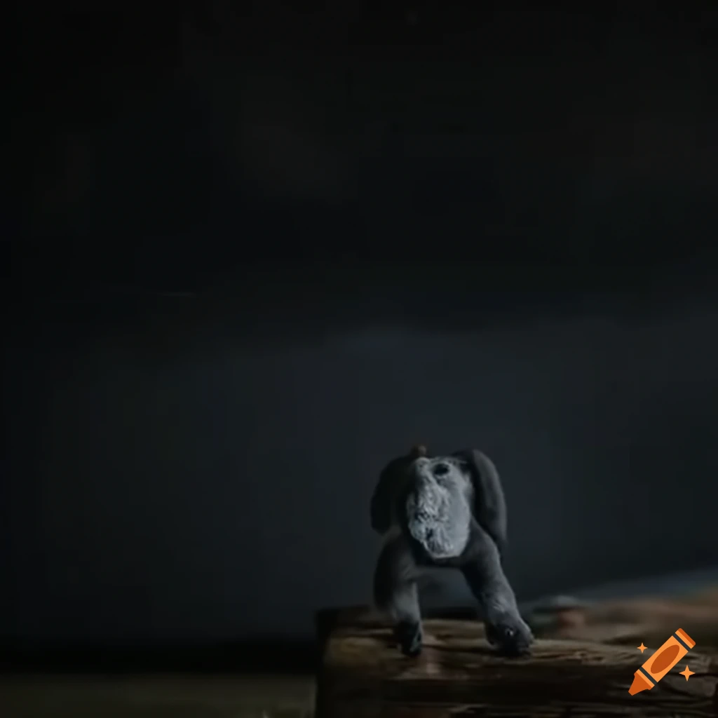 plushie sheltering from a storm