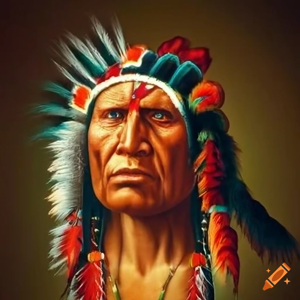 Portrait Of Opechancanough Paramount Chief Of The Powhatan Tribe On 