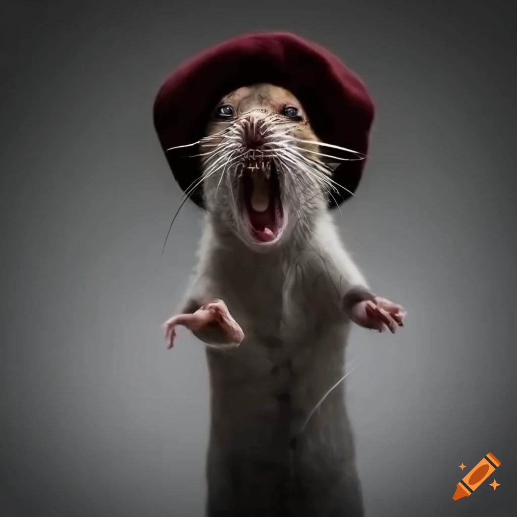 A dapper rat in a stylish hat and coat on Craiyon