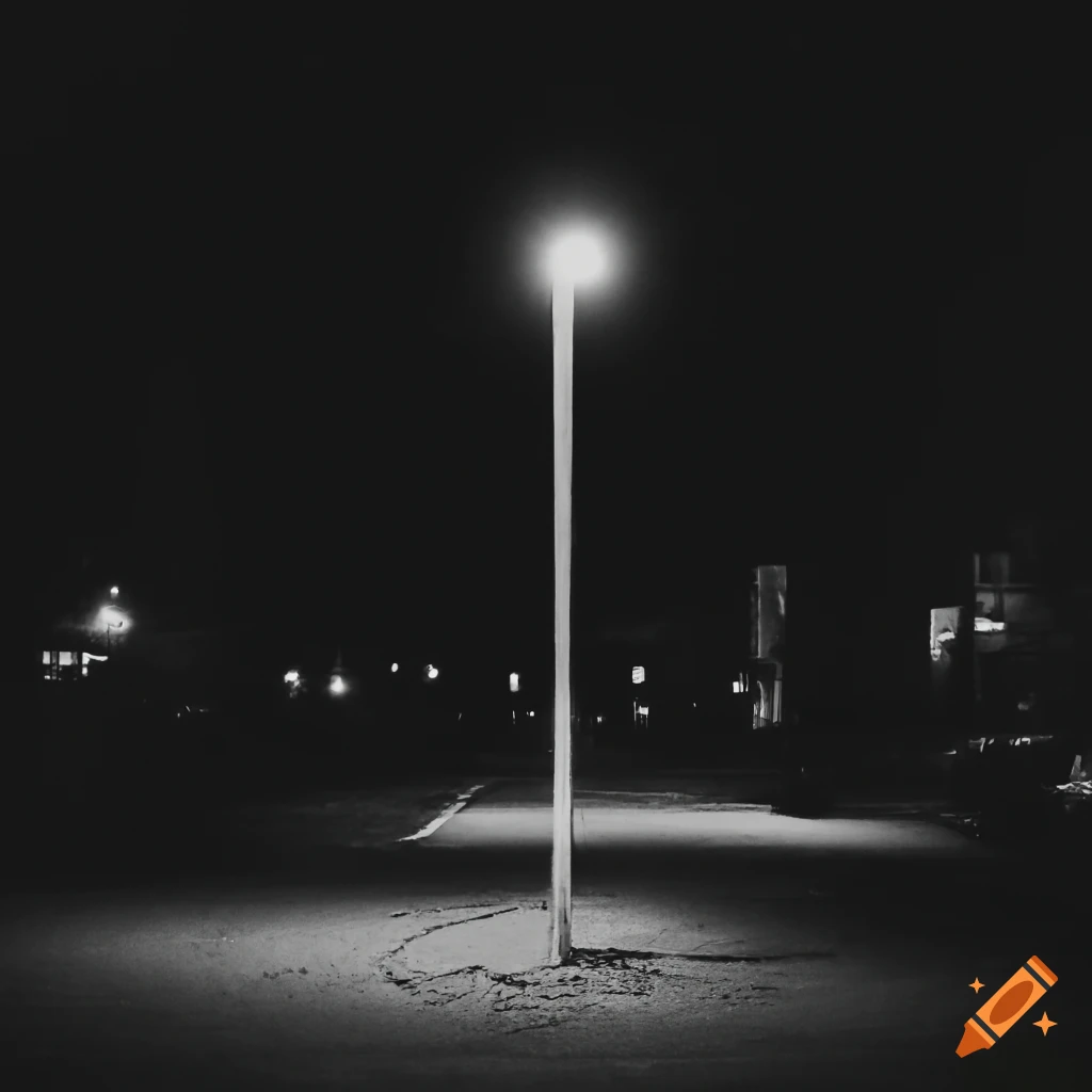 Nighttime Parking Lot With A Street Light On Craiyon