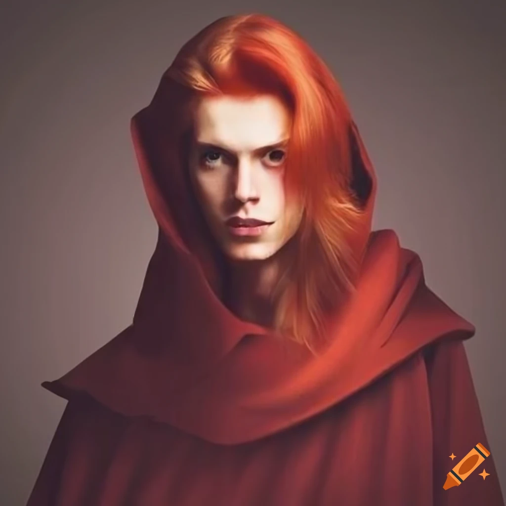 portrait of a handsome man with scarlet hair