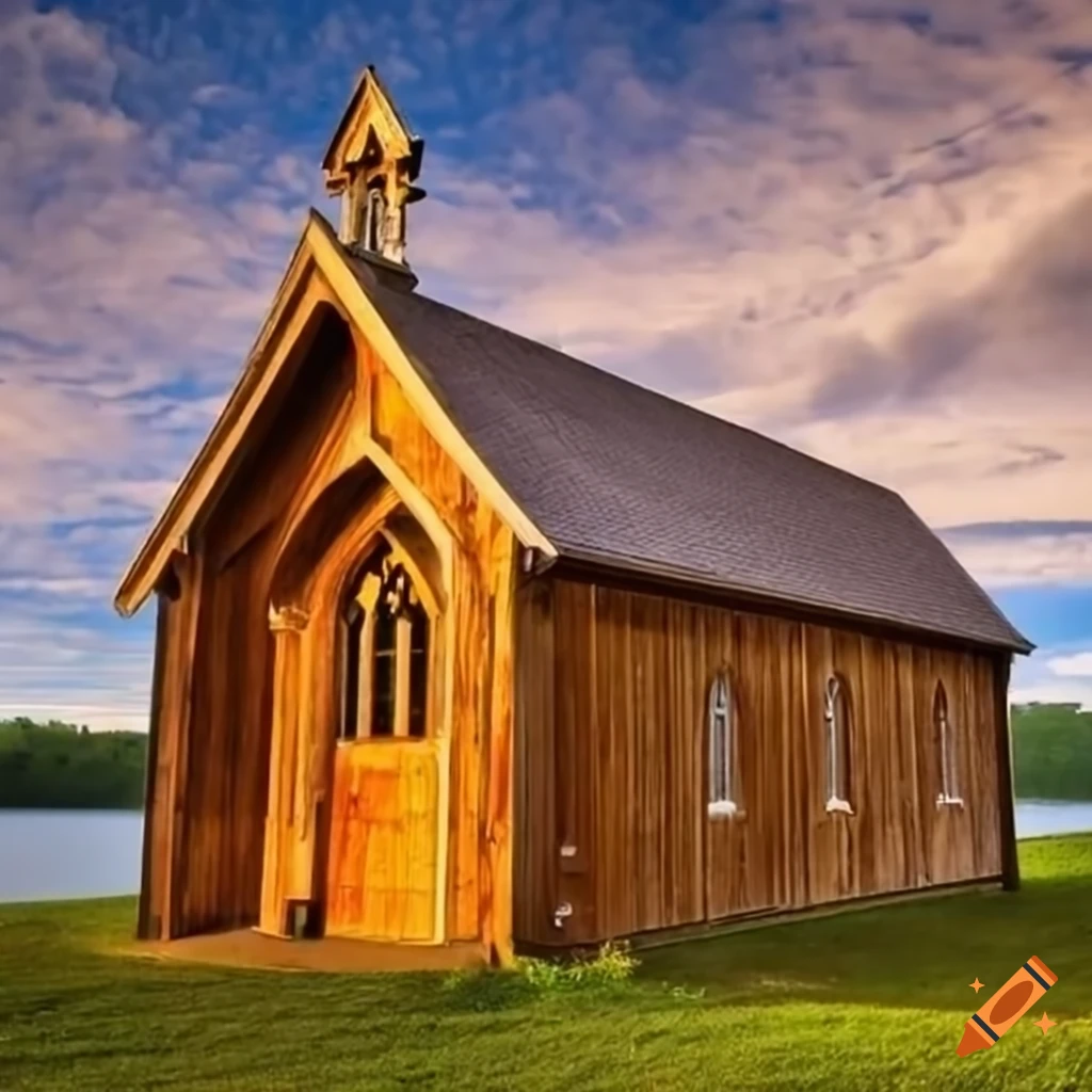 Image of a small wooden chapel on Craiyon