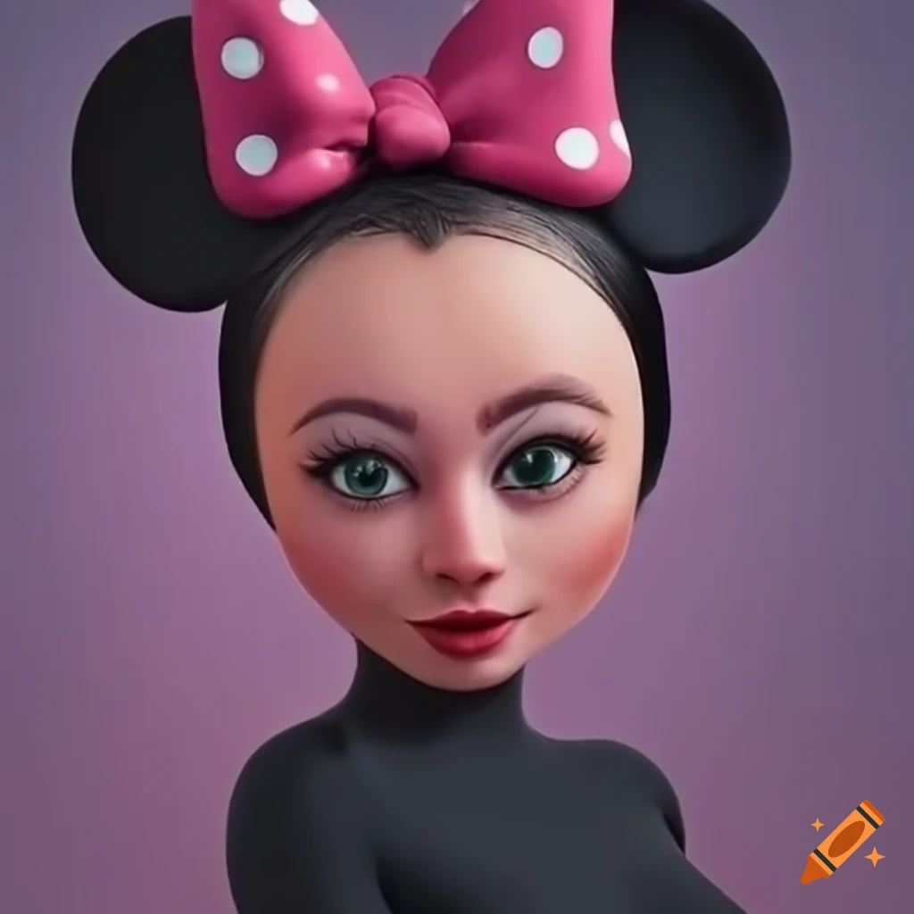 Digital art of a woman transformed into minnie mouse