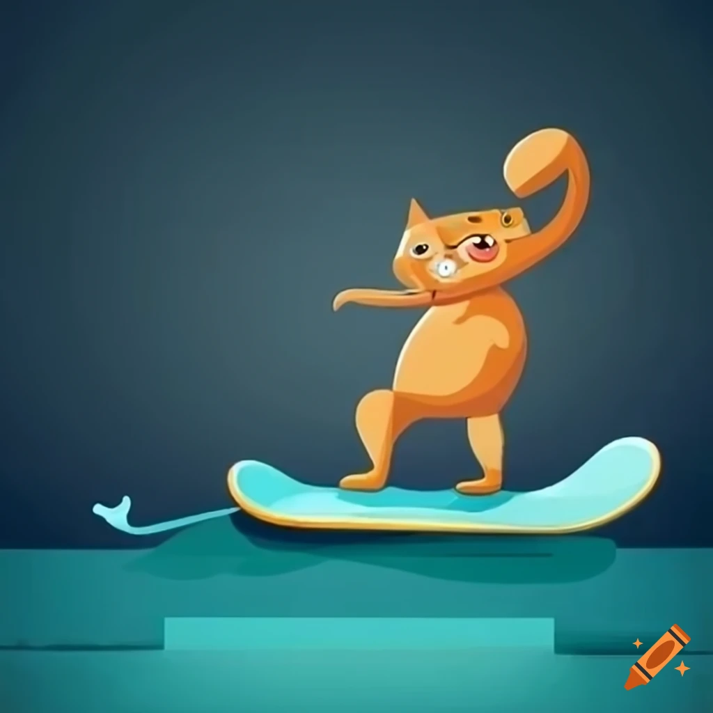 cartoon cat skateboarding