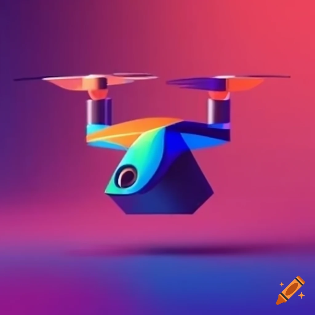 Abstract geometric art of a drone in warm colors
