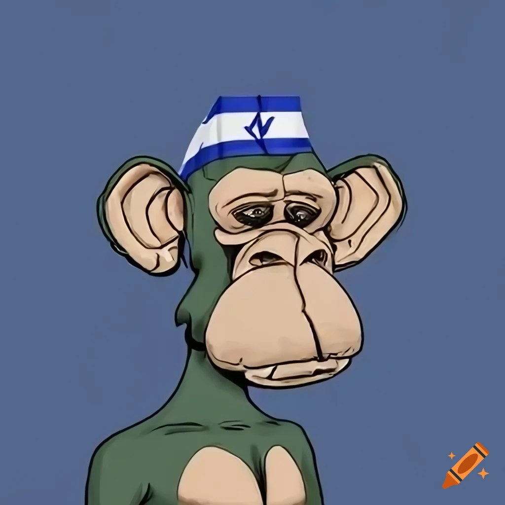 AR of Bored Ape Yacht Club NFT collection with Israel flag