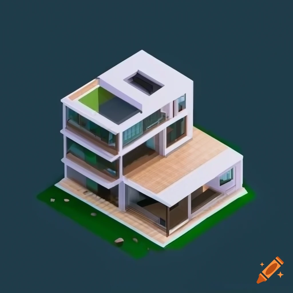isometric view of a modern house