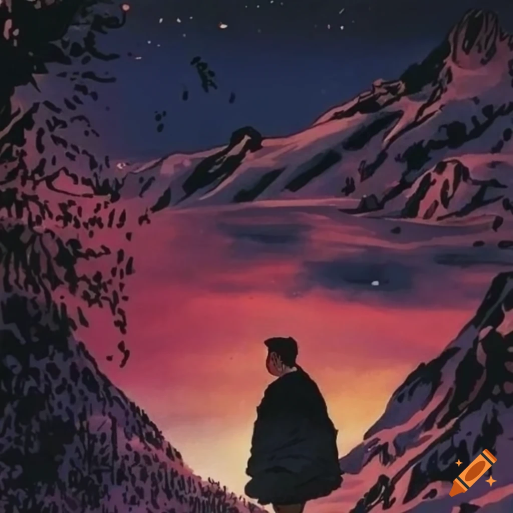 illustration of a joyful mountain valley scene