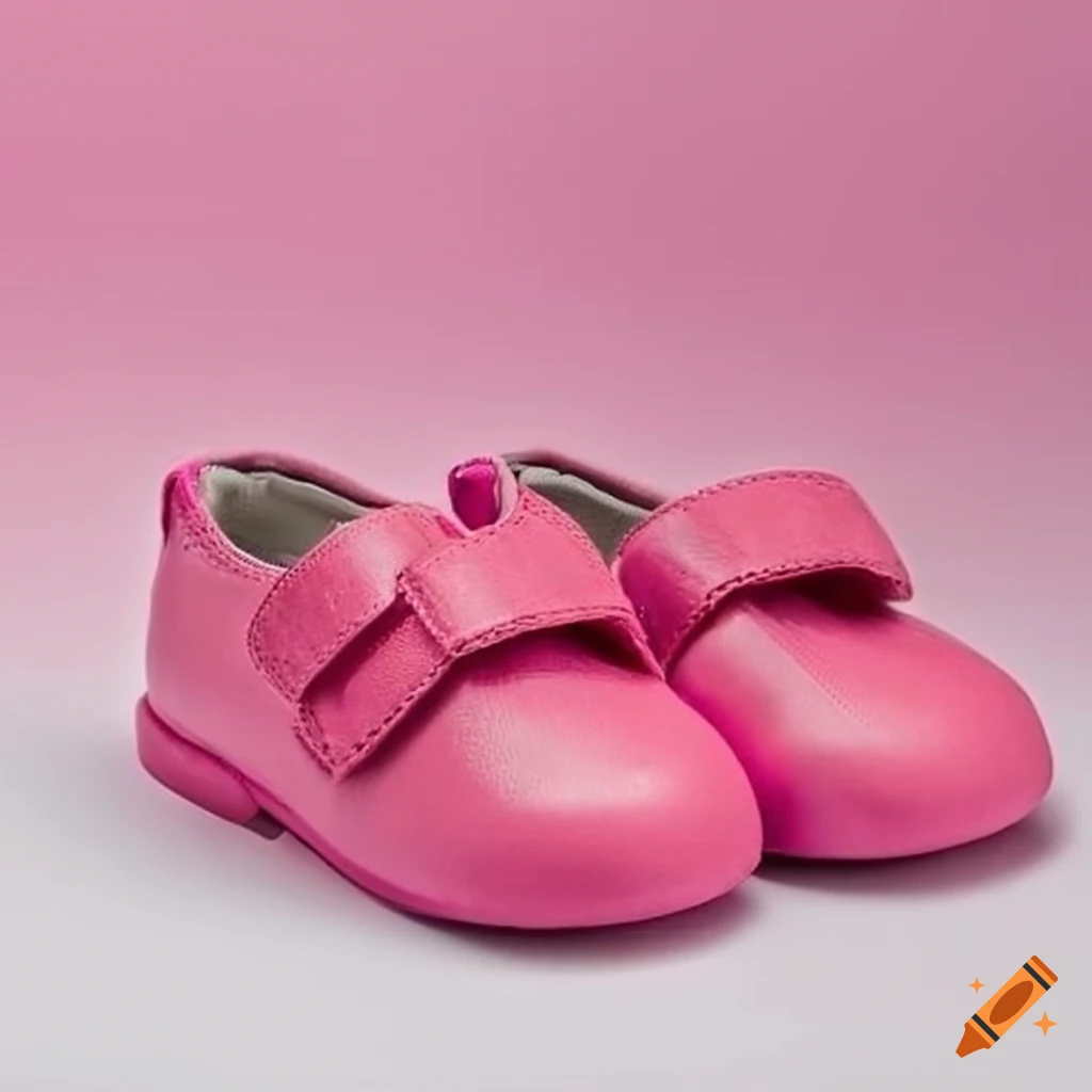 Pink toddler shoes on a white background