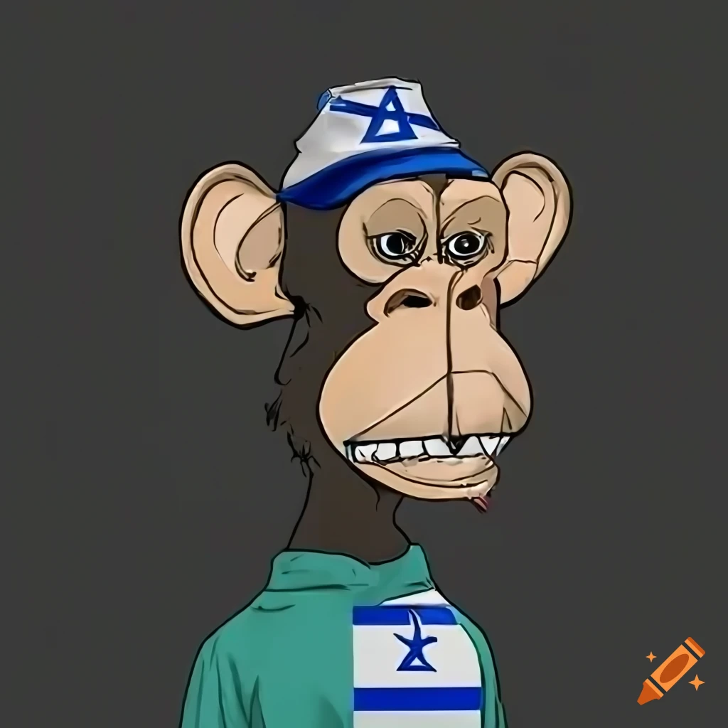 AR of Bored Ape Yacht Club NFT collection with Israel flag