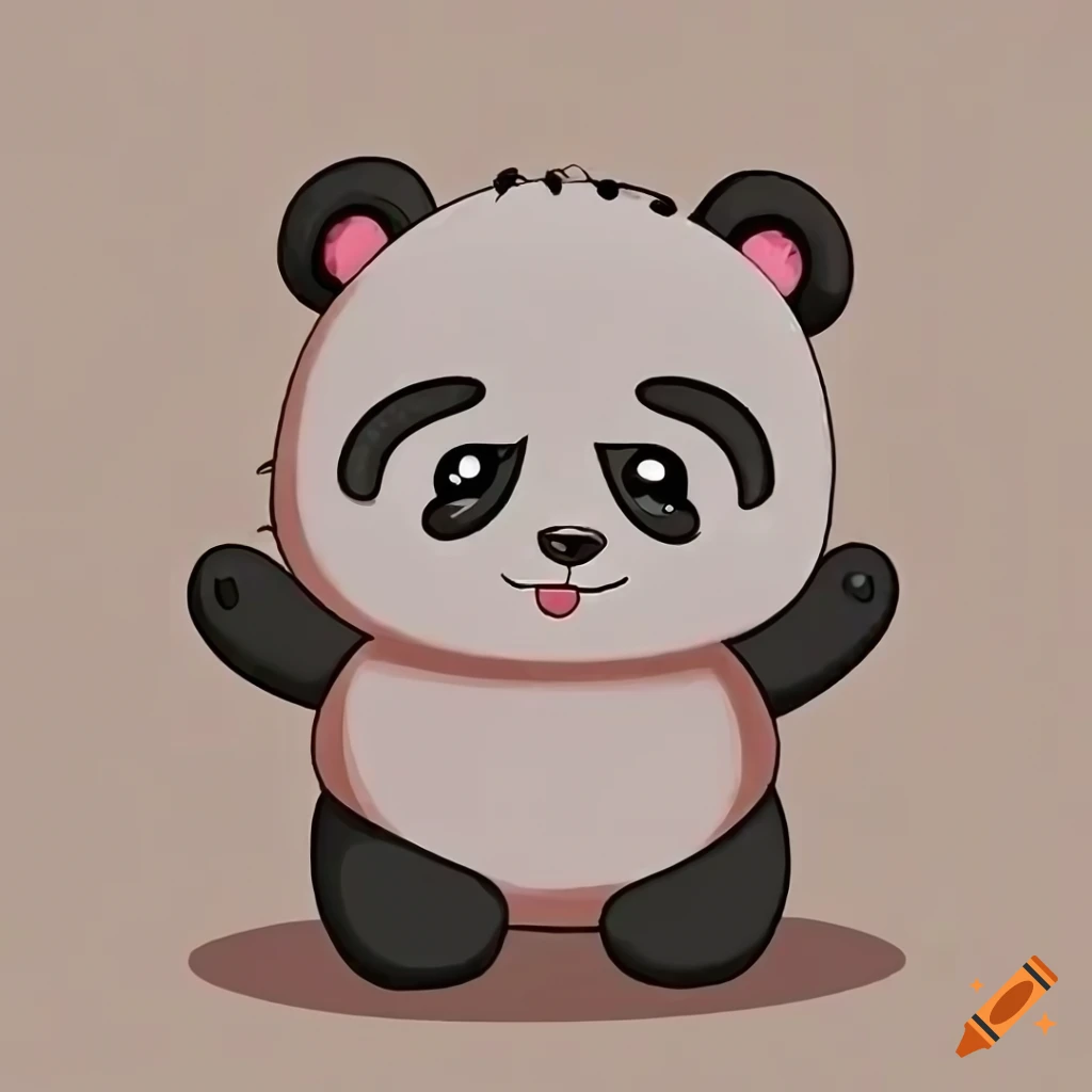 a childrens crayon drawing of a sad chibi panda bear | Stable Diffusion