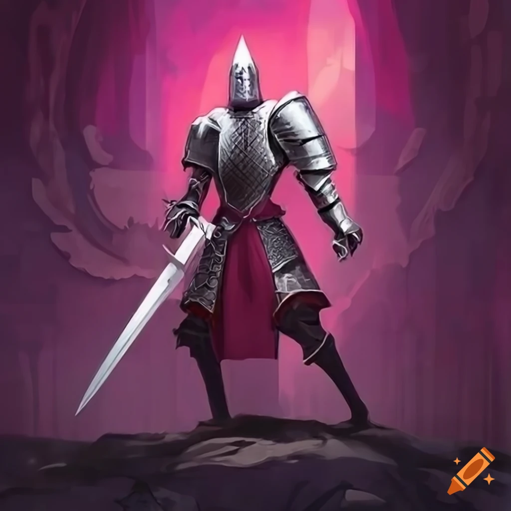 pink-themed wallpaper featuring a knight with a sword