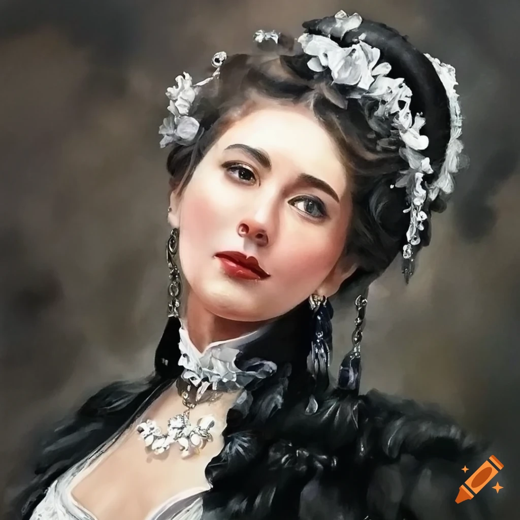hyperrealistic sculpture of a Victorian lady with professional jewelry