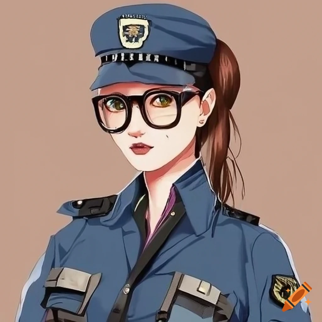 casual aura next to a male police officer