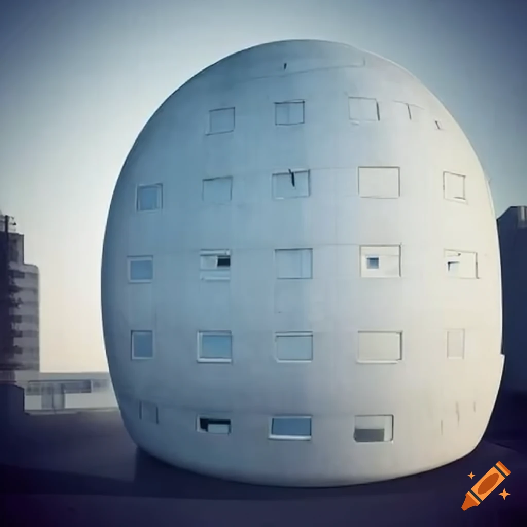 futuristic concrete building with round design