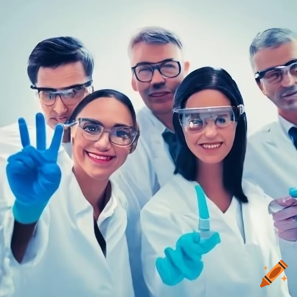 scientists waving at the camera