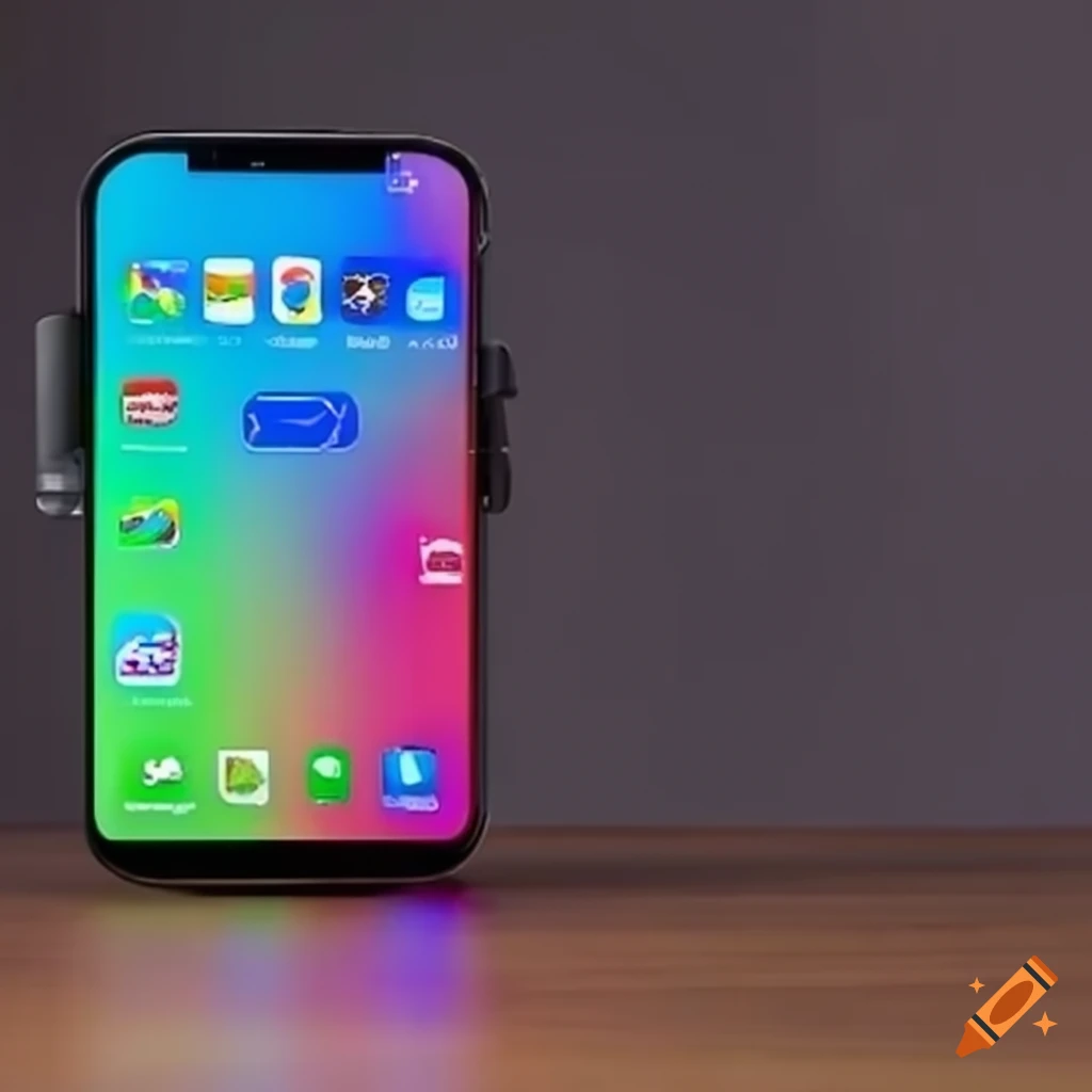 smartphone with apps on a clean desk